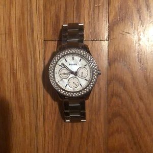 Silver fossil watch